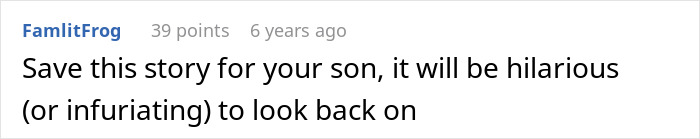 A comment advising to save the story of the Old Karen accusing kidnapping for the stepson. A comment advising to save the story of the Old Karen accusing kidnapping for the stepson.