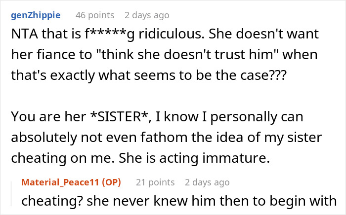 Bride Makes Sister Prove She Never Had Feelings For The Groom If She Wants To Attend Her Wedding Bride Makes Sister Prove She Never Had Feelings For The Groom If She Wants To Attend Her Wedding