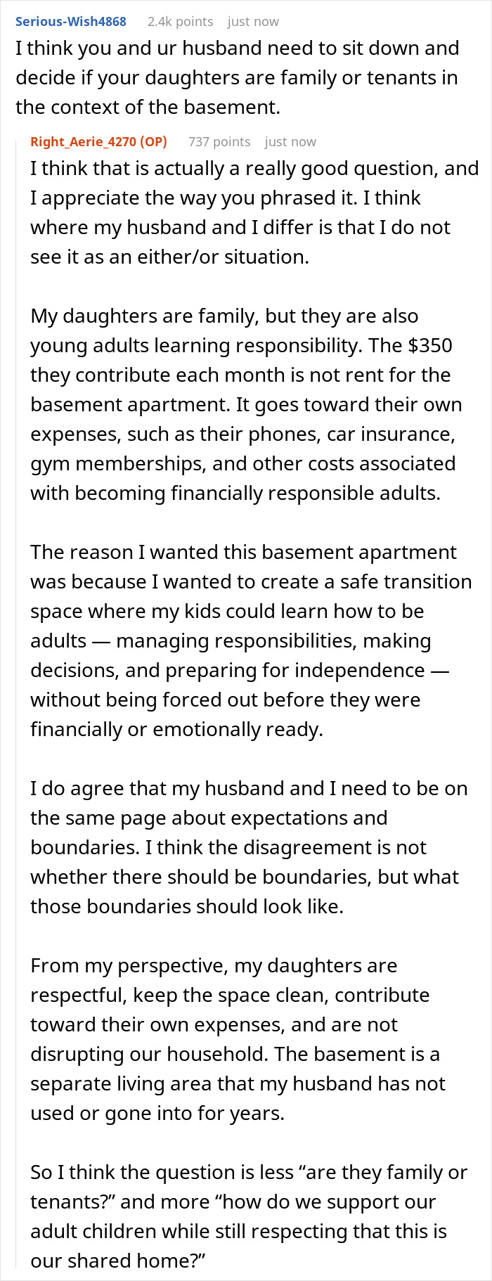 A Reddit post discusses a husband's plan to charge daughter's boyfriend rent for staying over, exploring family vs. tenant context. A Reddit post discusses a husband's plan to charge daughter's boyfriend rent for staying over, exploring family vs. tenant context.