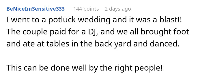 People Are Discussing Bride’s Idea Of A Potluck Wedding And It’s Pretty Triggering For Some People Are Discussing Bride’s Idea Of A Potluck Wedding And It’s Pretty Triggering For Some