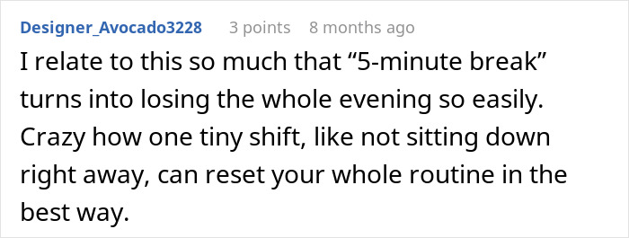 A screenshot of a person sharing a simple trick that changed their life by avoiding the 5-minute break trap.