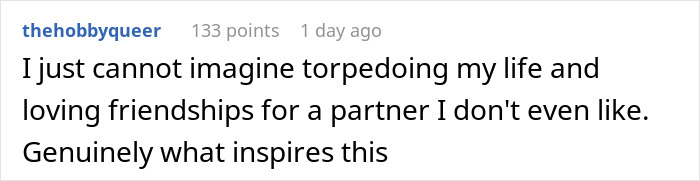 A comment on the groomsman boycotting his best friend's wedding because his toxic girlfriend wasn't invited. A comment on the groomsman boycotting his best friend's wedding because his toxic girlfriend wasn't invited.