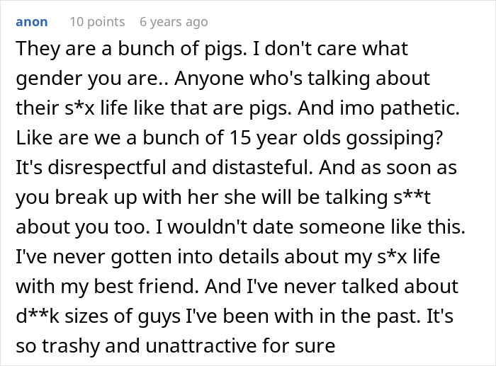 A comment about disrespectful gossip, emphasizing why he thinks he met the one until a peek at her phone.