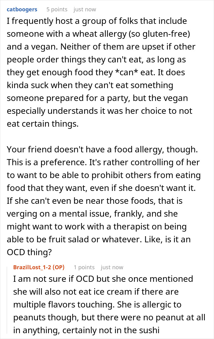Reddit comments analyzing the picky eater's preferences and reactions to sushi and other foods. Reddit comments analyzing the picky eater's preferences and reactions to sushi and other foods.