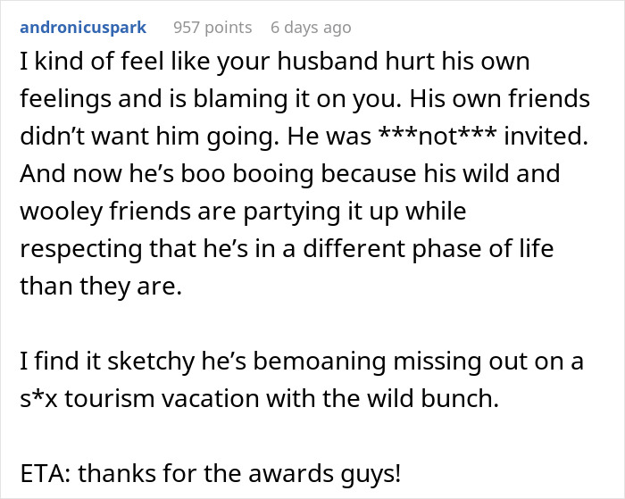 Guy Wants Marriage At Home And Single-Guy Trips To Thailand With Pals, Wife Says He Can’t Have Both Guy Wants Marriage At Home And Single-Guy Trips To Thailand With Pals, Wife Says He Can’t Have Both