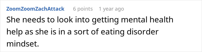A Reddit comment suggesting mental health help for someone losing more than just weight.