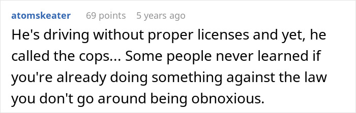A comment about an annoying driver starting a parking war and having his BMW taken by cops.