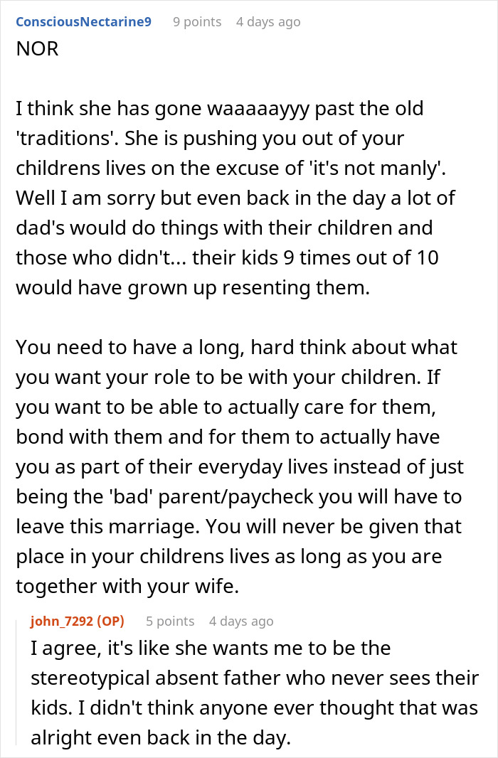 Christian Guy Agrees To Strict Gender Roles In The Family, Upset Wife Actually Enforces Them
