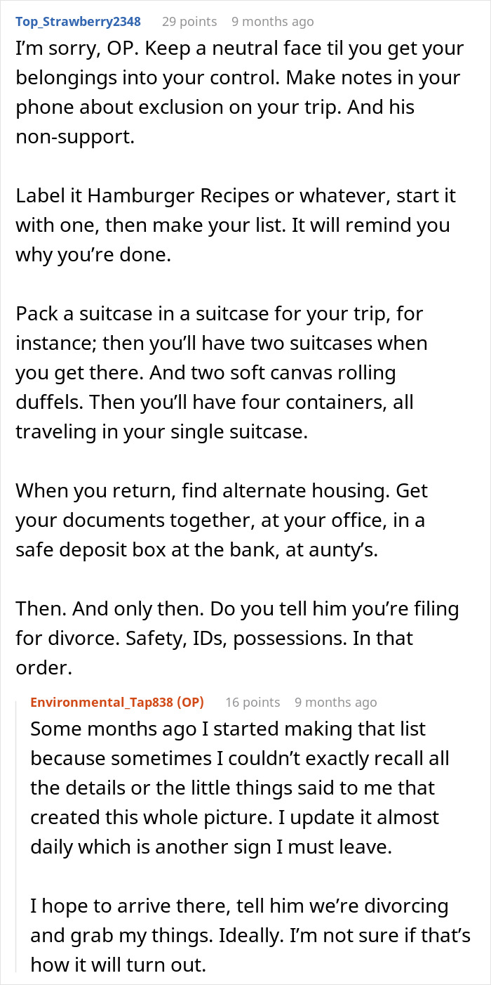 A Reddit user advises a woman with a MIL problem on how to prepare for divorce in her marriage. A Reddit user advises a woman with a MIL problem on how to prepare for divorce in her marriage.
