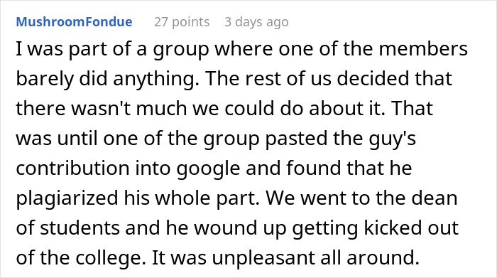 Person Has To Deal With Lazy People During Group Project, Finds The Perfect Way To Make Them Fail Person Has To Deal With Lazy People During Group Project, Finds The Perfect Way To Make Them Fail