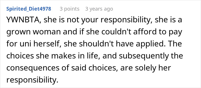 Man thinks the matter with aunt asking him money is done after he denies her, she is not your responsibility. Man thinks the matter with aunt asking him money is done after he denies her, she is not your responsibility.