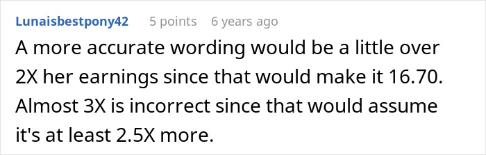 A comment about a lazy manager firing a student worker, discussing earnings and calculations.