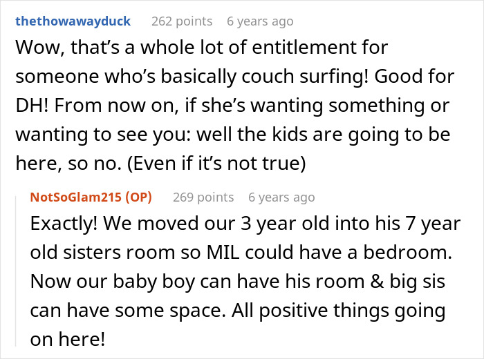 Man's shiny spine: comments about mom's entitlement and the arrangement for MIL's bedroom after she was kicked out. Man's shiny spine: comments about mom's entitlement and the arrangement for MIL's bedroom after she was kicked out.