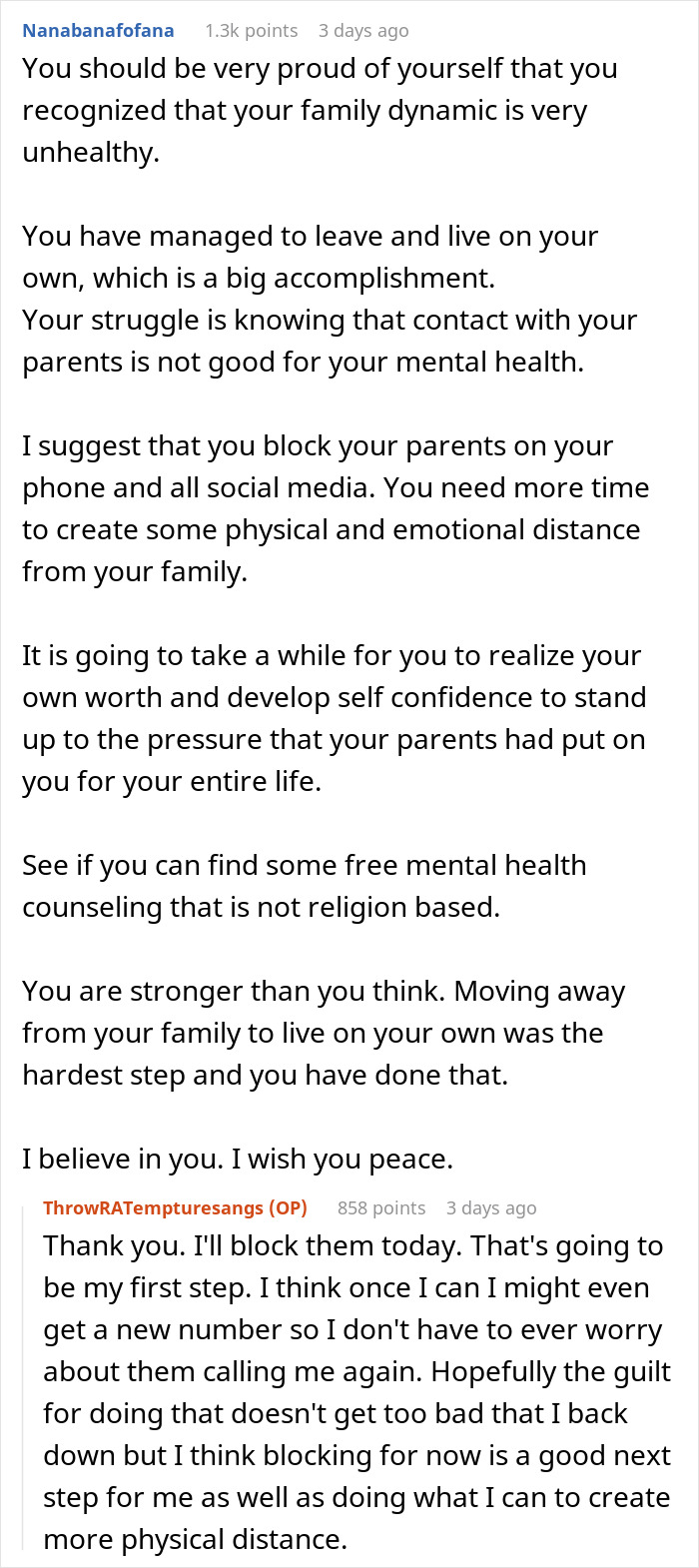 An online comment advises a man whose parents ruined his childhood by making him raise their kids. An online comment advises a man whose parents ruined his childhood by making him raise their kids.