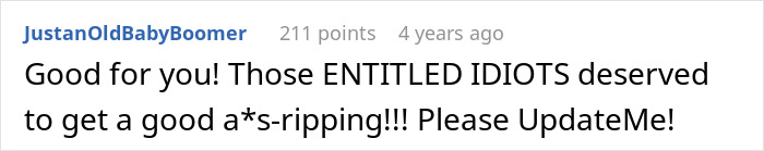A comment supporting the outcome for the entitled man who lost more than he bargained for at his brother's wedding.