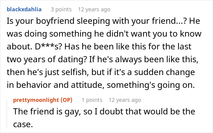 A friend questions if a woman's childish BF is cheating, leading to a discussion about his behavior. A friend questions if a woman's childish BF is cheating, leading to a discussion about his behavior.
