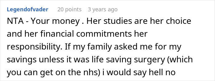 A man denies his aunt asking him money, emphasizing her studies are her financial responsibility. A man denies his aunt asking him money, emphasizing her studies are her financial responsibility.