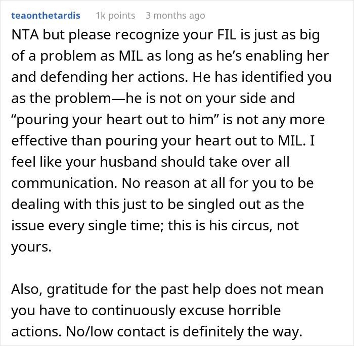 A Reddit comment advising about a MIL turning pregnancy into a competition and a DILs miscarriage. A Reddit comment advising about a MIL turning pregnancy into a competition and a DILs miscarriage.
