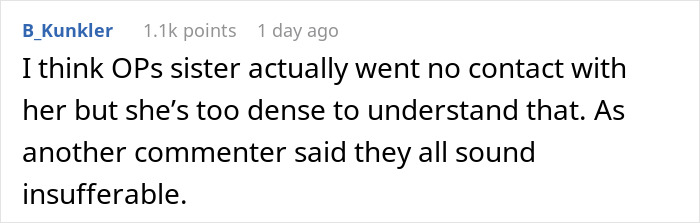 A comment regarding a bride banning an anxious sibling's service dog from a wedding and the sibling boycotting.