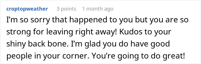 A comment supporting a woman for leaving her fiancé over his response to being upset about football, emphasizing her strength. A comment supporting a woman for leaving her fiancé over his response to being upset about football, emphasizing her strength.