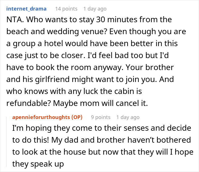 A comment section with user feedback on the travel plans, offering advice and perspectives on the family's situation.