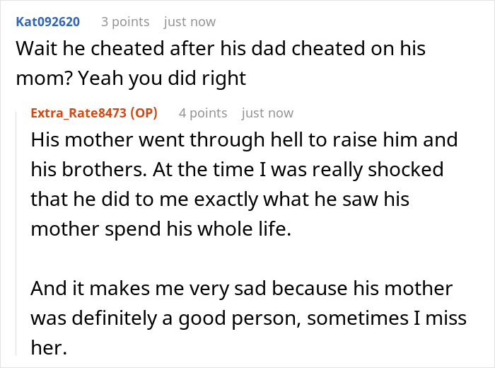 A screenshot of a Reddit comment about the BF secretly dating another woman and the GF's detailed reply. A screenshot of a Reddit comment about the BF secretly dating another woman and the GF's detailed reply.
