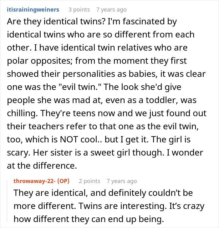 Reddit comments about relatives, possibly an aunt, being different, relating to the family dinner insult.