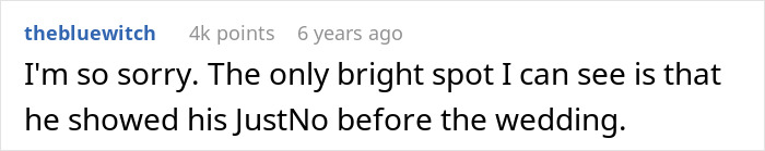 A user expresses sympathy about a future mother-in-law calling a woman 'defective' and trying to stop her son's marriage.