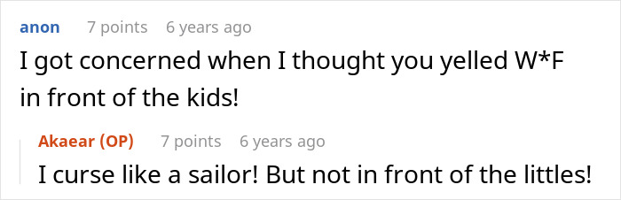 A screenshot of a Reddit comment regarding an entitled mom and profanity in front of kids in a community class. A screenshot of a Reddit comment regarding an entitled mom and profanity in front of kids in a community class.