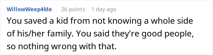 A comment on a man who hides his baby, noting the ex saved the kid from not knowing family.