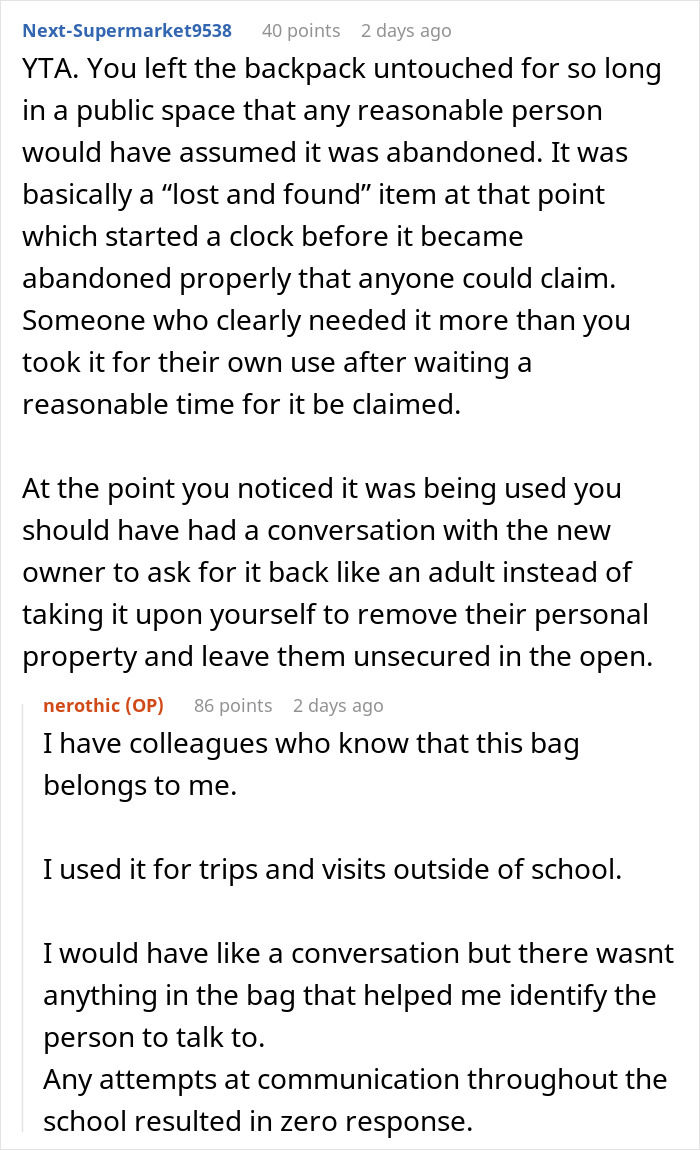 Cleaner Helps Herself To Teacher&rsquo;s Lost Backpack, Gets Mad When The Owner Helps Herself To It Too