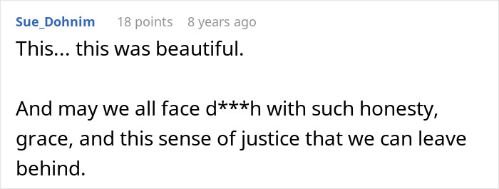 A comment praising the beauty of the great-grandma's troll and wishing for similar honesty and justice. A comment praising the beauty of the great-grandma's troll and wishing for similar honesty and justice.