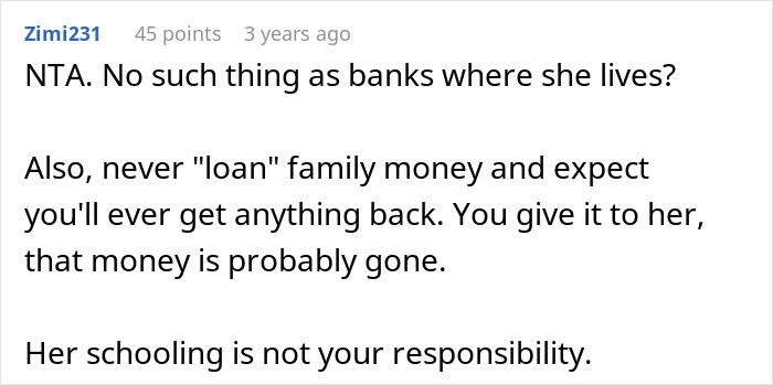 A man denies his aunt asking him money, stating her schooling is not his responsibility. A man denies his aunt asking him money, stating her schooling is not his responsibility.