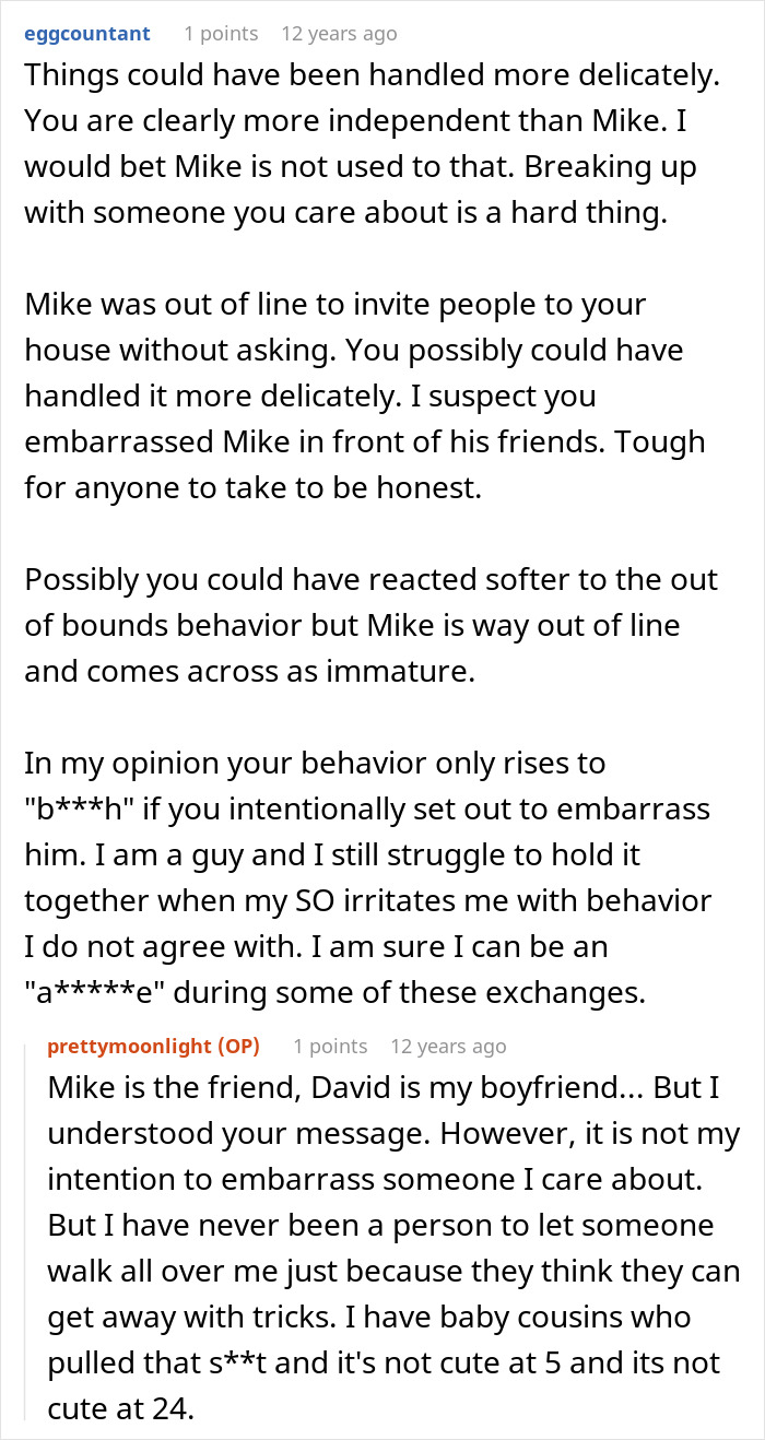 A Reddit comment discusses handling a childish BF, emphasizing independence and the difficulty of breaking up. A Reddit comment discusses handling a childish BF, emphasizing independence and the difficulty of breaking up.