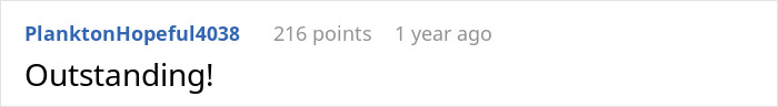 A screenshot of a Reddit comment with the word Outstanding related to the serial cheater's secret kid. A screenshot of a Reddit comment with the word Outstanding related to the serial cheater's secret kid.