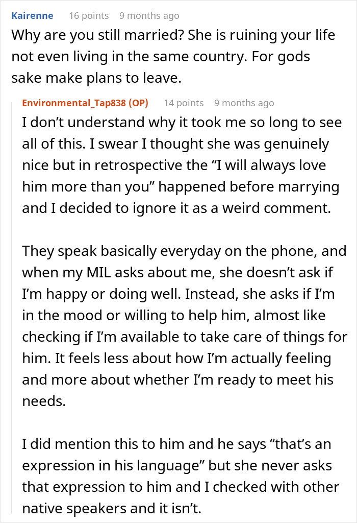 A comment asking a woman why shes still married, feeling like a third wheel with her MIL. Problematic marriage. A comment asking a woman why shes still married, feeling like a third wheel with her MIL. Problematic marriage.