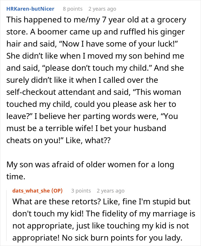 Reddit post discussing a Boomer's xenophobic remarks weaponized against her. Reddit post discussing a Boomer's xenophobic remarks weaponized against her.