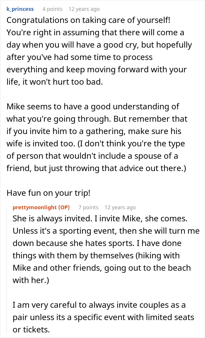 A screenshot of a comment section, where friends save woman's life by letting her talk herself into breaking up with BF. A screenshot of a comment section, where friends save woman's life by letting her talk herself into breaking up with BF.