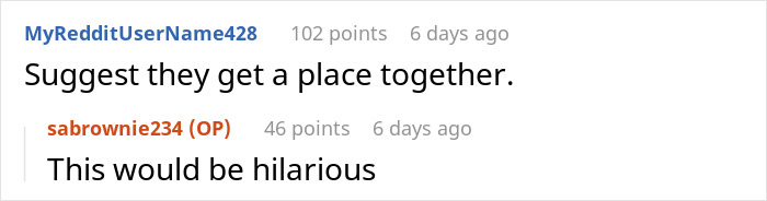 A Reddit comment suggesting two mothers get a place together after expressing a desire to move into their dream home. A Reddit comment suggesting two mothers get a place together after expressing a desire to move into their dream home.