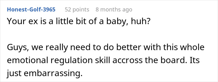 A comment suggesting that the boyfriend's actions with the pan are a true crime story in the making.