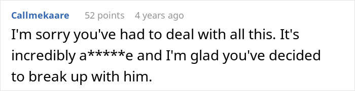 A cruel prank by a boyfriend blaming his girlfriend's reaction, with a user expressing relief she broke up with him. A cruel prank by a boyfriend blaming his girlfriend's reaction, with a user expressing relief she broke up with him.