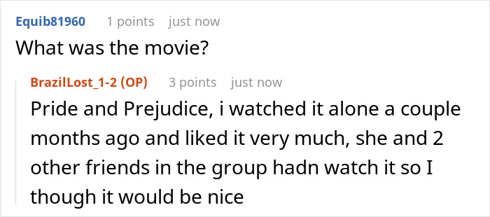 A Reddit comment where a user asks about the movie they watched before the sushi dinner with the picky eater. A Reddit comment where a user asks about the movie they watched before the sushi dinner with the picky eater.