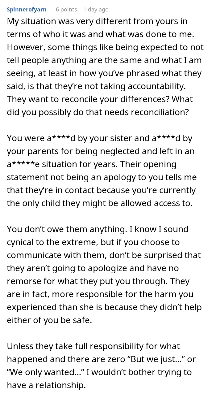 Guy Can't Believe Parents Want To Reconcile After They Ignored His Sister's Mental Health To Dangerous Levels Guy Can't Believe Parents Want To Reconcile After They Ignored His Sister's Mental Health To Dangerous Levels
