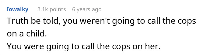 A screenshot of a Reddit comment about calling the cops on an entitled mom who uses community class as free daycare. A screenshot of a Reddit comment about calling the cops on an entitled mom who uses community class as free daycare.