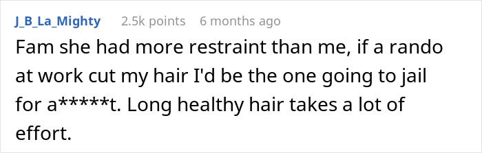 Woman's Creepy Coworker Cut Off Her Hair After Months Of Weird Comment, Blames It On "Intrusive Thought" Woman's Creepy Coworker Cut Off Her Hair After Months Of Weird Comment, Blames It On "Intrusive Thought"