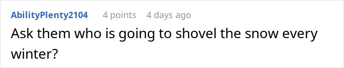 A white background with black text asking a question about shoveling snow. A white background with black text asking a question about shoveling snow.