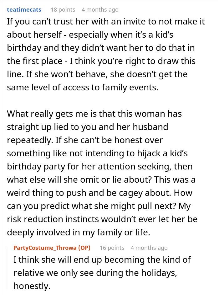 A screenshot of a comment regarding a stepmom's dishonesty about hijacking a kid's birthday. A screenshot of a comment regarding a stepmom's dishonesty about hijacking a kid's birthday.