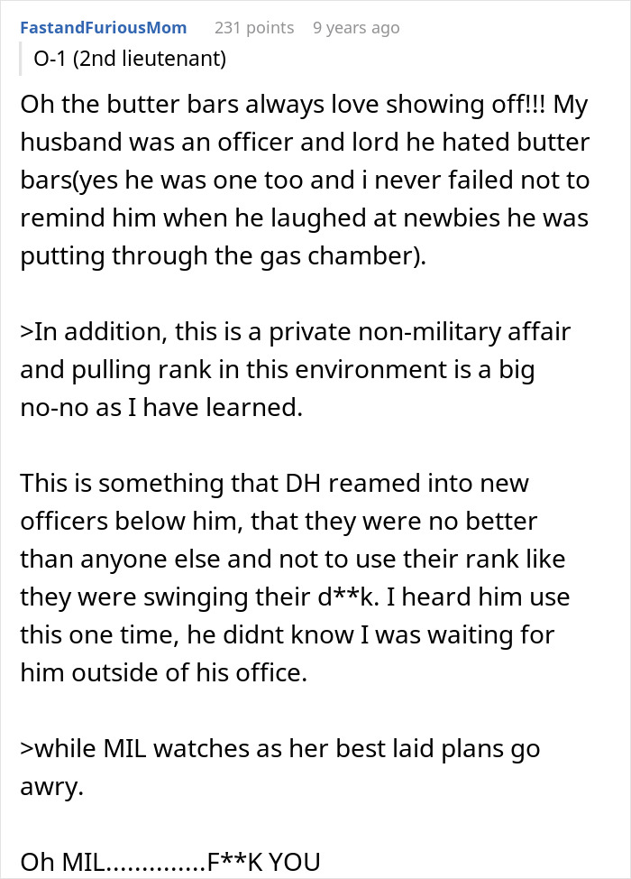 MIL Tries To Pull Rank On Bride's Dad Using Her Lieutenant Son, Gets Shut Down By His Captain Son