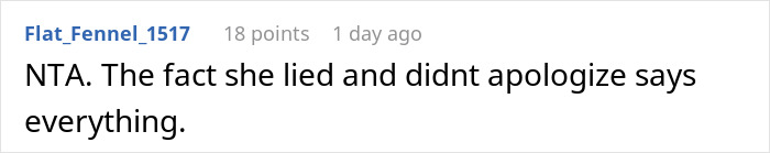 A screenshot of a comment about a single mom who lies and loses a free babysitter. A screenshot of a comment about a single mom who lies and loses a free babysitter.