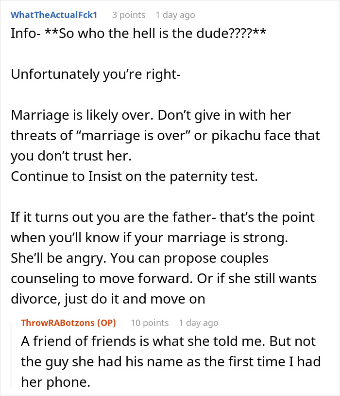 Suspicious activity on wife's phone makes guy weirded out. Advice on paternity test and marriage.